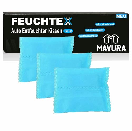 FEUCHTEX Auto Entfeuchter Luftentfeuchter Kissen Raumentfeuchter Luft, Feuchtigkeitskiller wiederverwendbar [3er Set]