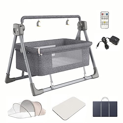 Baby-Stubenwagen, tragbar, Schaukel, Schaukelstuhl, elektrische Wiege, Schaukelbett, automatischer Liege-Krippenkorb, sicher, bestes Bett für Kleinkinder, Neugeborene, Mädchen, Jungen, Unisex, dunke