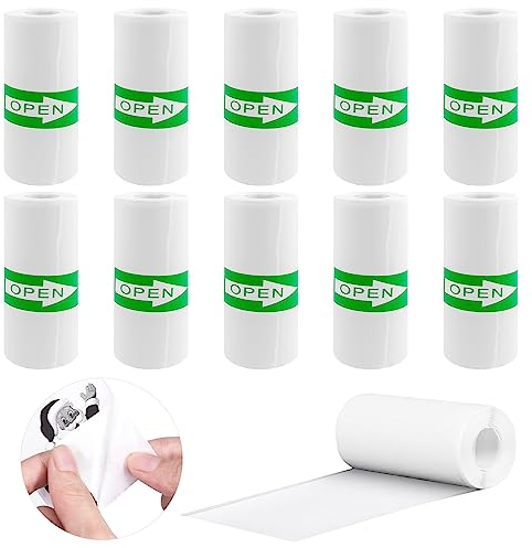 Thermopapier Selbstklebend 10 Rollen, Mini Drucker Papier, Thermal Pinter Papier 58 x 25mm, Thermopapier Selbstklebender Bedruckbare Aufkleber für Kinder Sofortbildkameras für Fotos Notizen