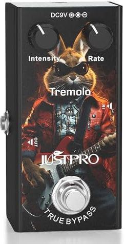 JUSTPRO Tremolo - Pedal de guitarra eléctrica, pedal de efecto de guitarra eléctrica, tipo único, CC 9 V, True Bypass