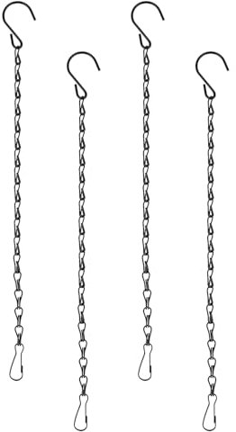 Teaaha 4 PCS Hanging Basket Chains, 9.5 Inch Metal Hang Chain with Hooks for Planter Basket Bird Feeder Lanterns Ornaments Wind Chimes Billboards DIY Crafts and Indoor Outdoor Decorative(Black)