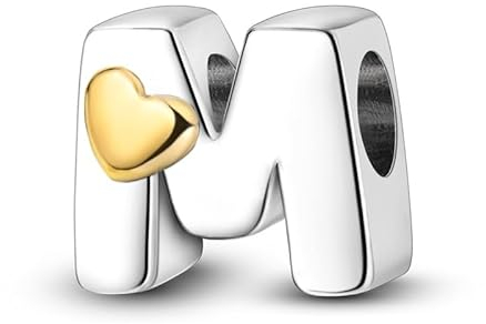 LIGHTDOG M Lettres pour Bracelet Charms,En Argent Sterling 925 Charms,Compatible Avec Les Bracelets et Colliers Pandora, Compatible Avec Les Bracelets Européens pour Femmes