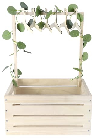 Umtiti Holz Baby Geschenk Korb mit Griff, Kinder Kleiderbügel und Girlande, Baby Aufbewahrungskorb, Baby Dusche Kiste Schrank, personalisierte Baby Korb für schwangere neue Eltern.Gift Basket-Wood-DE
