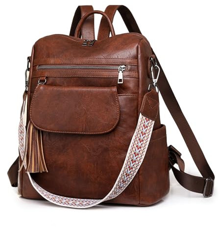 SUCIKORIO Leder Rucksack Damen Klein, 2 in 1 Rucksack Handtasche Elegant Wasserdicht Cityrucksack Damen Mini Rucksäcke Modern Reiserucksack Rucksackhandtaschen für Reisen, Arbeit, Schule