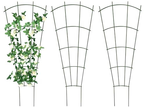 Treillis de jardin pour plantes grimpantes pour balcon, jardin, terrasse, support de pot stable, support de plante de jardin, grille de plantes pour pivoines, hortensias, tomates, roses (3, vert)