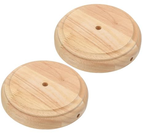 PATIKIL 5.5 x 1.3 Wooden Lamp Base, 2pcs Round Solid Wooden Base Wood Desk Lamp Display Stand Replacement for Bedroom Bedside Table Lamps DIY