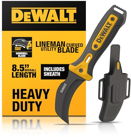 DEWALT Hawkbill Line Knife – Fixed Blade Cable Stripping Knife for Electrical Work & Utility Cutting for Electricians
