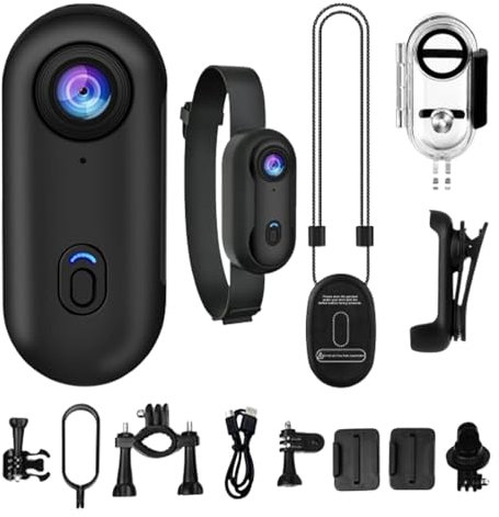 Wusideday Action Camera Da Pollice, Action Camera Portatile, Piccola Fotocamera Indossabile Impermeabile, Videocamera Portatile Per Vlogging Per Sport, Palestra, Escursionismo, Viaggi All'Aperto