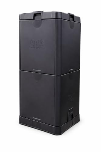 Aerobin Bac à Compost 200L – Composteur Rapide de 3 Mois – sans Odeur pour Les Déchets de Cuisine, Les Déchets de Jardin et Les Restes Alimentaires – Plastique Recyclé Résistant aux UV – Noir
