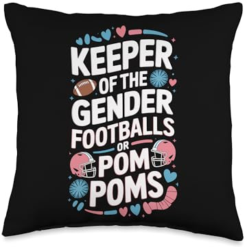 Gender Reveal Keeper of The Gender Footballs Or Pom Poms Throw Pillow