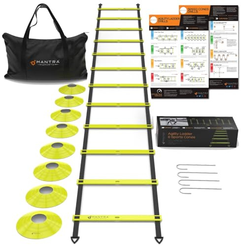 Set di scaletta per allenamento di calcio, kit di attrezzature per l'allenamento di agilità e velocità con coni e trapani, scala per allenamento di velocità, attrezzatura per allenamento di calcio