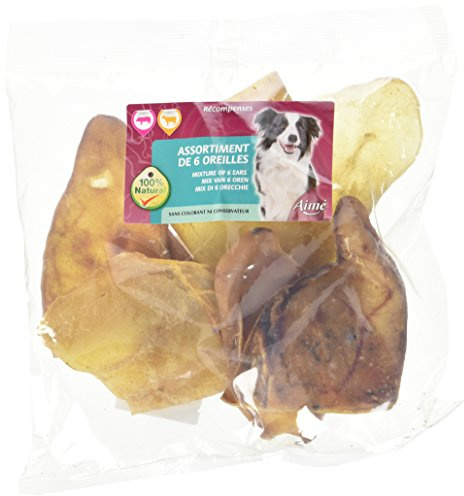 AIME Assortiment Oreilles de Porc et de Bœuf pour Chien - Lot de 6