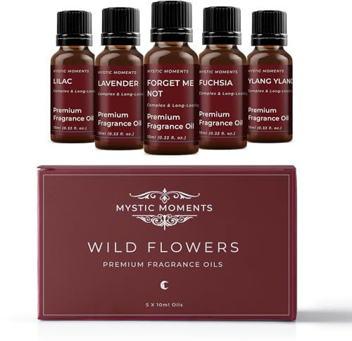 Mystic Moments | Wild Flowers Fragrance Oil Gift Starter Pack 5x10ml | Forget Me Not, Fuchsia, Lavender, Lilac, Ylang Ylang | Perfect as a Gift