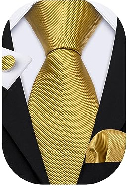Barry.Wang Classic Mens Ties Silk Necktie Pocket Square Cufflinks Set Woven Designer Wedding Business