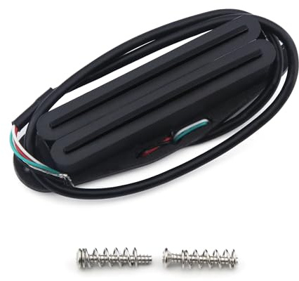 FLEOR Alnico 5 Hot Dual Rail Humbucker Single-Coil-Sized Pickup 12-13K Humbucker Pickup, Full Black