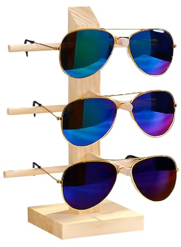 Sonnenbrillenständer, Holz-Sonnenbrillenregal, Brillenhalter-Organizer aus Holz, Brillenhalter-Organizer Für Den Optikladen zu Hause(3 Paar)