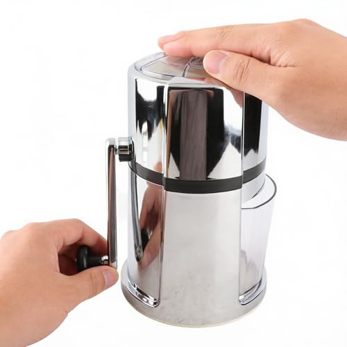 Natudeco Manual Ice Crusher Shaved Ice Machine Portable Snow Cone Machine Commercial Slushie Maker with Stainless Steel Blade for Home Kitchen Cocktails