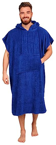 Adore Men's Cotton Hooded Changing Robe Poncho Towel With Pocket | 100% Cotton Terry Towelling, Soft Absorbent Beach Towel Robe For Swimming, Surf, Pool, Bath And Watersports