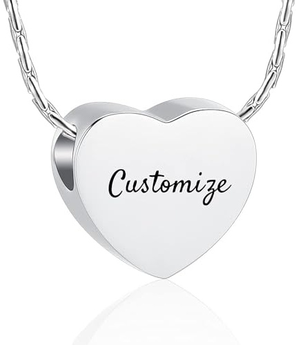 Joyería conmemorativa para cenizas - Collar con colgante en forma de corazón, urna memorial, collar con colgante para cenizas, acero inoxidable, personalización, recuerdo, Acero inoxidable, No es una