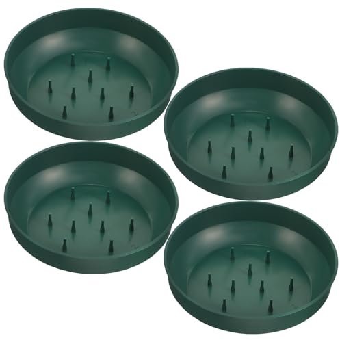 EXCEART Round Floral Mud Tray 4Pcs Plastic Flower Arranger with Suction Cup for Wedding Home Decoration and Fresh Flower Hydration