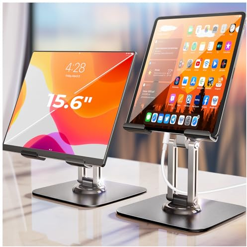 LISEN Tablet Stand Holder Fits iPad Stand for Desk 360° Adjustable Storage Tablet Displays Stand Desk Accessories Office Accessories for iPad 10 Fire HD Samsung Lenovo Tab Other 4.7-12.9 Device