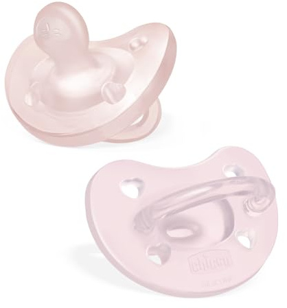 Chicco PhysioForma Silicone Soothers 2-6 Months, Set of 2, 2-6 Months, Supports Physiological Breathing and Promotes Proper Mouth Development, Pink