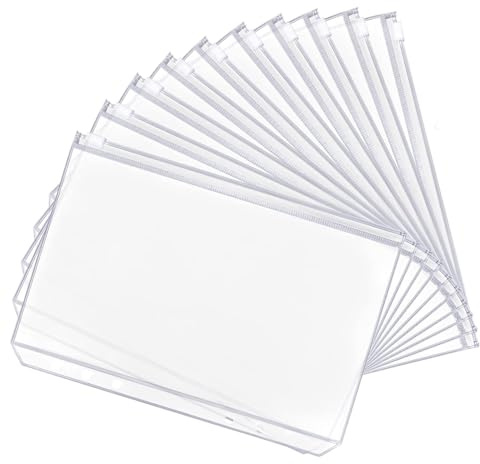 Carpetas de Plástico A6,20 PCS PVC Carpeta con Cremallera Bolsillos Perforados 6 Agujeros Organizador de Documentos Carpeta de Facturas Billetera Organizador para Hogar Oficina Papelería