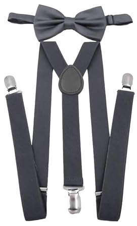 XDGBGFN Set di bretelle da uomo con tre clip, bretelle regolabili ed elastiche, bretelle e papillon da uomo