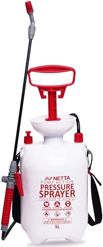 NETTA Garden Sprayer 5L - Weed Killer Sprayer Pump with Adjustable Mist Spray Bottle Nozzle - Pressure Pump Spray Bottle for Plants, Fertilizer, Pesticides, Fungicides, Patio & Car Cleaning