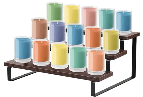 GAESHOW - Expositor de madera de 3 niveles, expositor aparador, perfume, escaleras de pantalla para perfumes, figuras y postre (A)