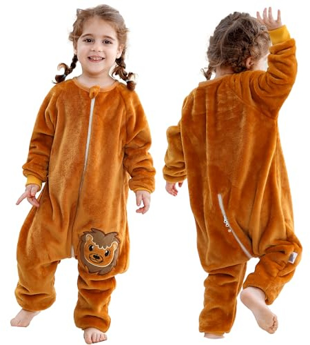HAHASHOW Pijama Manta Niño Franela Saco De Dormir Con Pies Tog 2.5 Buzo Bebe Invierno Ropa Bebe Niña 5-6 Años, León