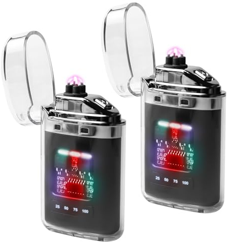 Mechero de arco eléctrico: 2 piezas USB electrónico, encendedor de tormentas eléctrico, resistente al agua, recargable, doble arco ligero con indicador de batería, regalos para hombres, papá, amigo