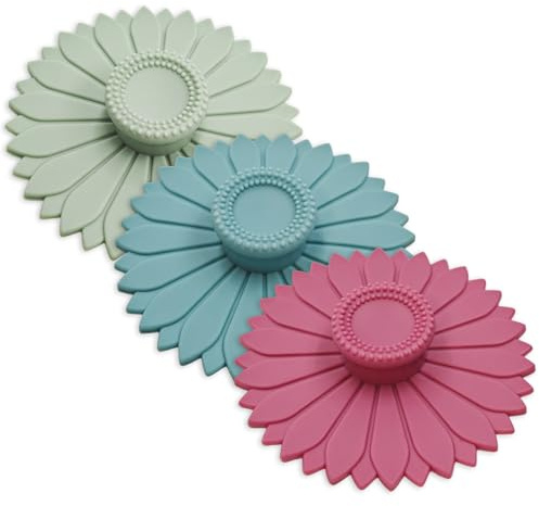 Sunflower Silicone Cup Covers,4.1 Inch Reusable Suction Lids - Seal & Keep Drinks Warm/Cold,Dishwasher Safe for Coffee & Tea 3PCS
