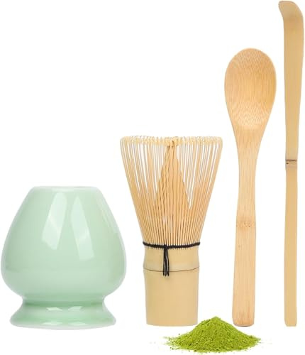 Juego de té Matcha Beler - 8 piezas Juego de té Matcha, cuenco de té Matcha con orificio, batidor de bambú Matcha, cuchara, colador, soporte para batidor Matcha, accesorio de juego de té Matcha para