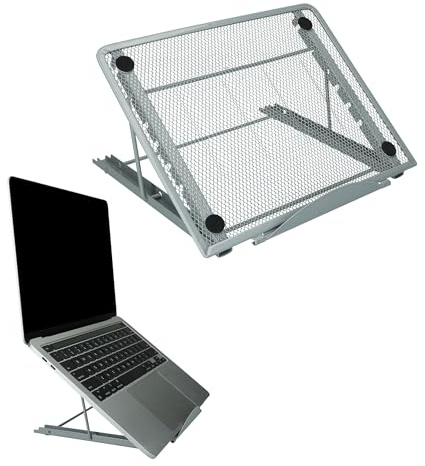 kwmobile Adjustable Stand for Laptop PC/Portable Monitor/Tablet Stand - 6 Height Settings - Super Lightweight - Secure Anti-Slip Support - Silver