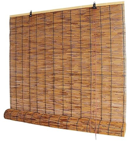 Outdoor Reed Roller Blinds, Bamboo Blinds Outdoor, Retro Bamboo Shades, Anti-UV and Waterproof, Privacy Protection, Lifting, Sun Protection,Easy Installation