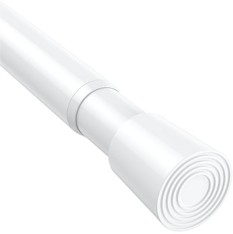 BSYXLSX Extendable Curtain Pole 75-171cm, White Shower Curtain Pole No Drilling Non Slip Tension Rod – for Bathroom, Closet & Window