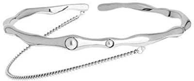 Oxxggkao Brazalete abierto con cadena de metal y perlas para la parte superior del brazo, joyería para mujeres y niñas