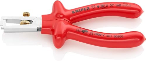 Knipex Abisolierzange mit Öffnungsfeder, universal verchromt, tauchisoliert, VDE-geprüft 160 mm 11 07 160