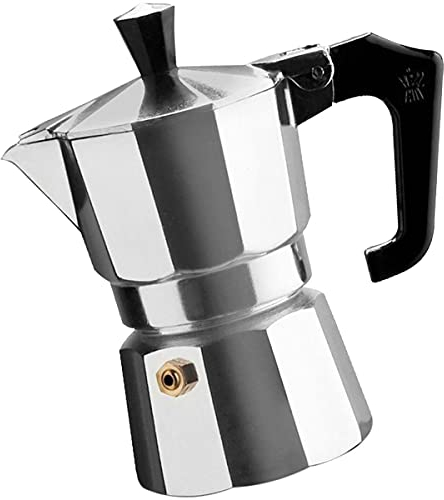 Bits Kaffeemaschine von Mokka espresso Made in Italy Moka Topf- 1,2,3,6,9,14Cup - Silver, 1 Cup