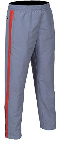 Sterling Sports Herren-Trainingshose, Netzfutter, seidig, lässig, Fitnessstudio, Jogginghose, 1 Streifen, Grau mit roten Streifen, M