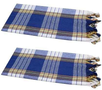 Dufte Momente 2 x Pestemal Asciugamano da hammam Classic a quadretti blu, circa 80 x 180 cm, 100% cotone (blu)