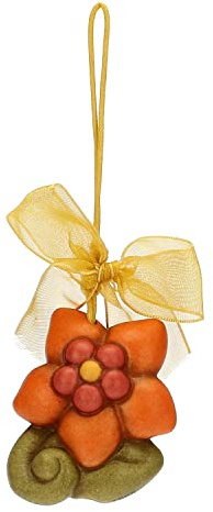 THUN Pasqua 2023, Addobbo Pasquale Fiore in Ceramica Decorata a Mano, Linea Pasqua Favolosa, 4.1x2.4x4.8 cm h