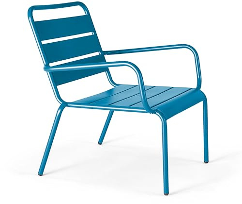 Oviala Gartensessel, niedrig, Relax, Stahl, Blau Pacific – Palavas