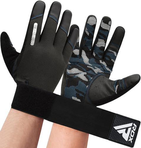 RDX Guantes Gimnasio Dedo Completo para Levantamiento de Pesas, Pantalla Táctil con Soporte de Muñeca Protección y Correa Larga stirable, Musculación Entrenamiento Hombre Mujere Fitness Casa Gym Glove