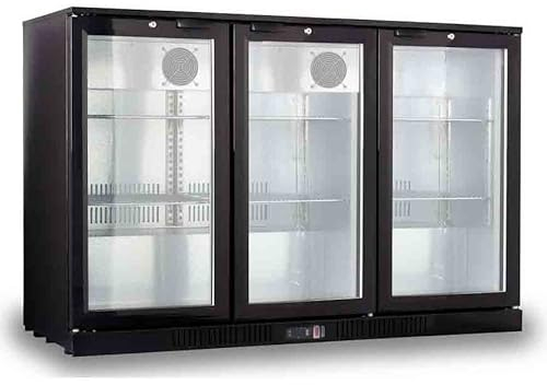 METRO Professional Arrière bar 3 portes GBC3003, aluminium/verre, 135 x 53 x 86,5 cm, 308 L, froid ventilé, 160 W, avec serrure, noir, pour cafés & restaurants, bar, kiosques etc