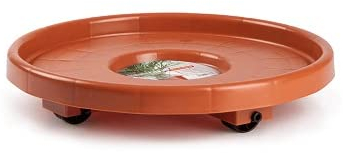 CABLEPELADO Soporte Maceta plastico con Ruedas, Rodillo para Plantas, Maceta con Ruedas, Portamaceta, Porta Plantas, Soporte para Plantas, Diámetro de 33.5 cm, Plástico, 4 Ruedas, Marrón