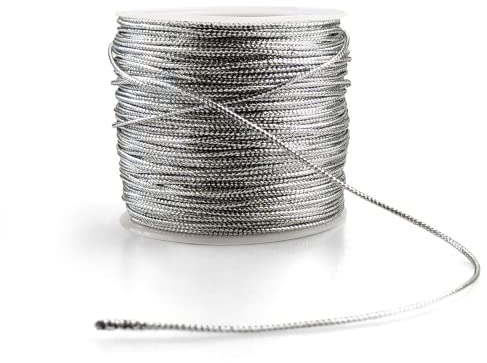 Netuno Cordoncino metallico in argento, 50 m, non elastico, per fai da te, per regali, albero di Natale, biglietti di invito, decorazione per albero di Natale