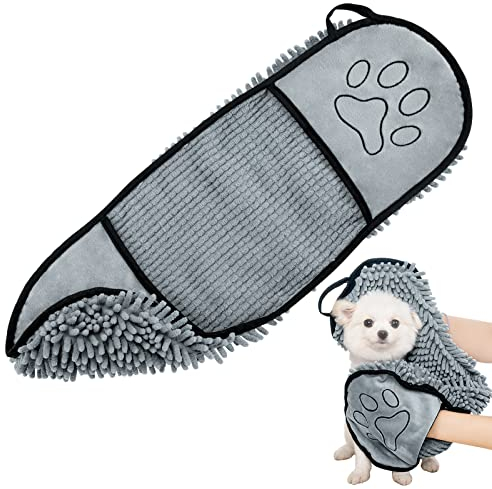 YSQEVN Haustier Badetuch Extra Saugfähig Chenille Haustierhandtuch mit Hand Taschen Mikrofaser Handtücher Alle Hunde Katzen