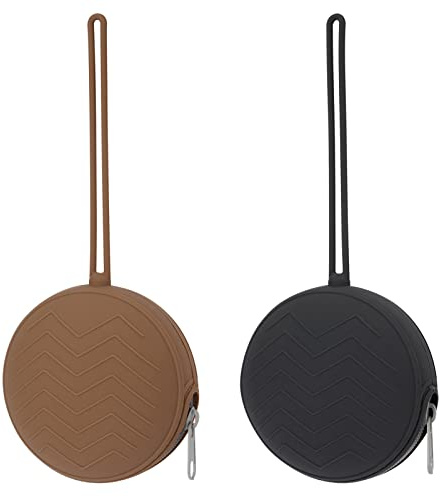 Nupoopy 2 Pack Pacifier Holder Case, BPA Free Baby Pacifier Silicone Pouch for Boys & Girls, Portable Container Case (Clay, Dark Grey)